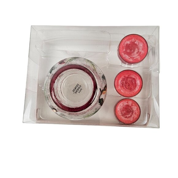 Yankee Candle Sparkling Cinnamon Tea Lights Holder Set Glass Christmas Holiday - Picture 2 of 10